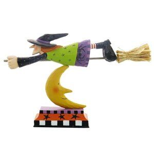 Williraye Studio Halloween Night Flyer Witch Flying Over Moon